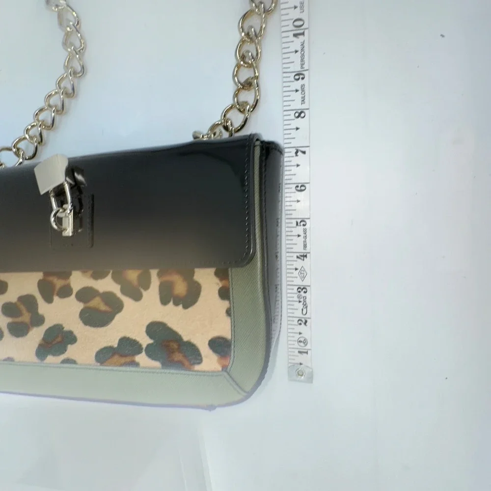 AB Asia Belluci Leopard Print‎ Faux Fur Italian Crossbody Bag Edgy Glam Evening